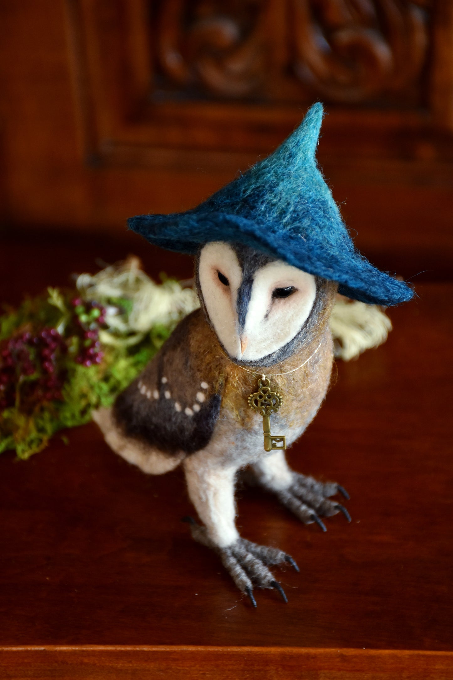 Needle Felted Barn Owl Witch