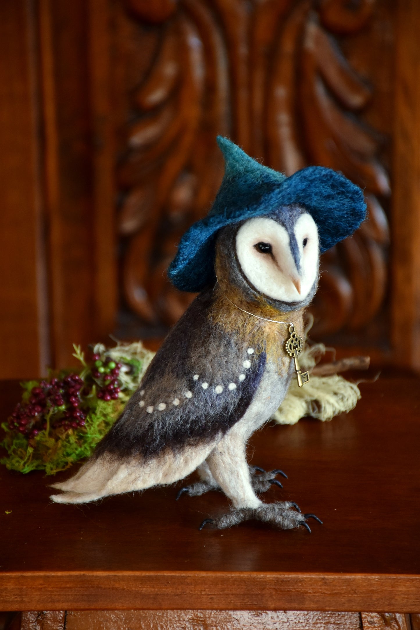 Needle Felted Barn Owl Witch