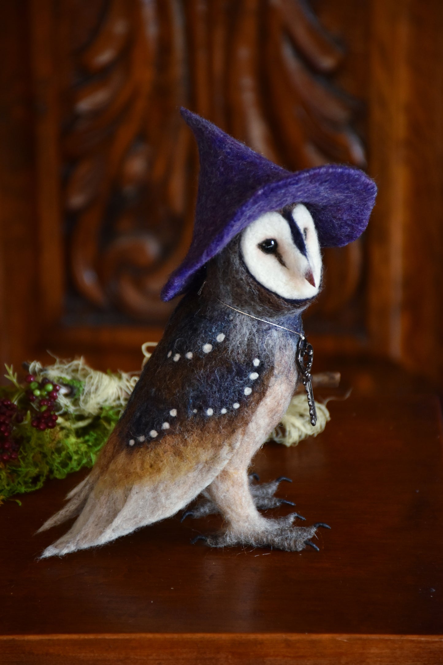 Needle Felted Barn Owl Witch