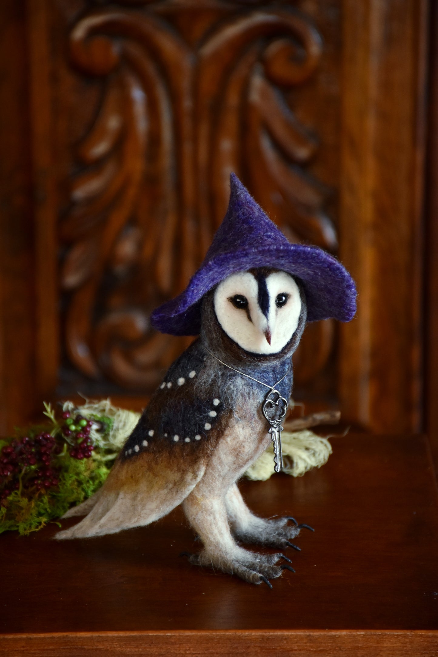 Needle Felted Barn Owl Witch
