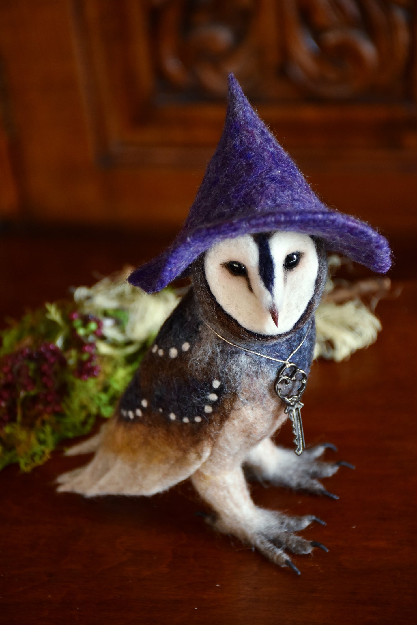 Needle Felted Barn Owl Witch
