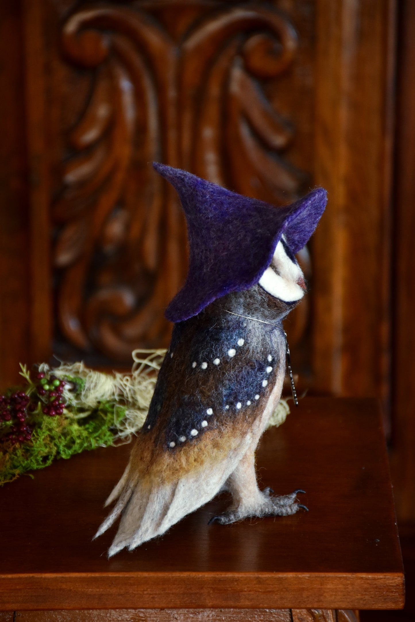 Needle Felted Barn Owl Witch