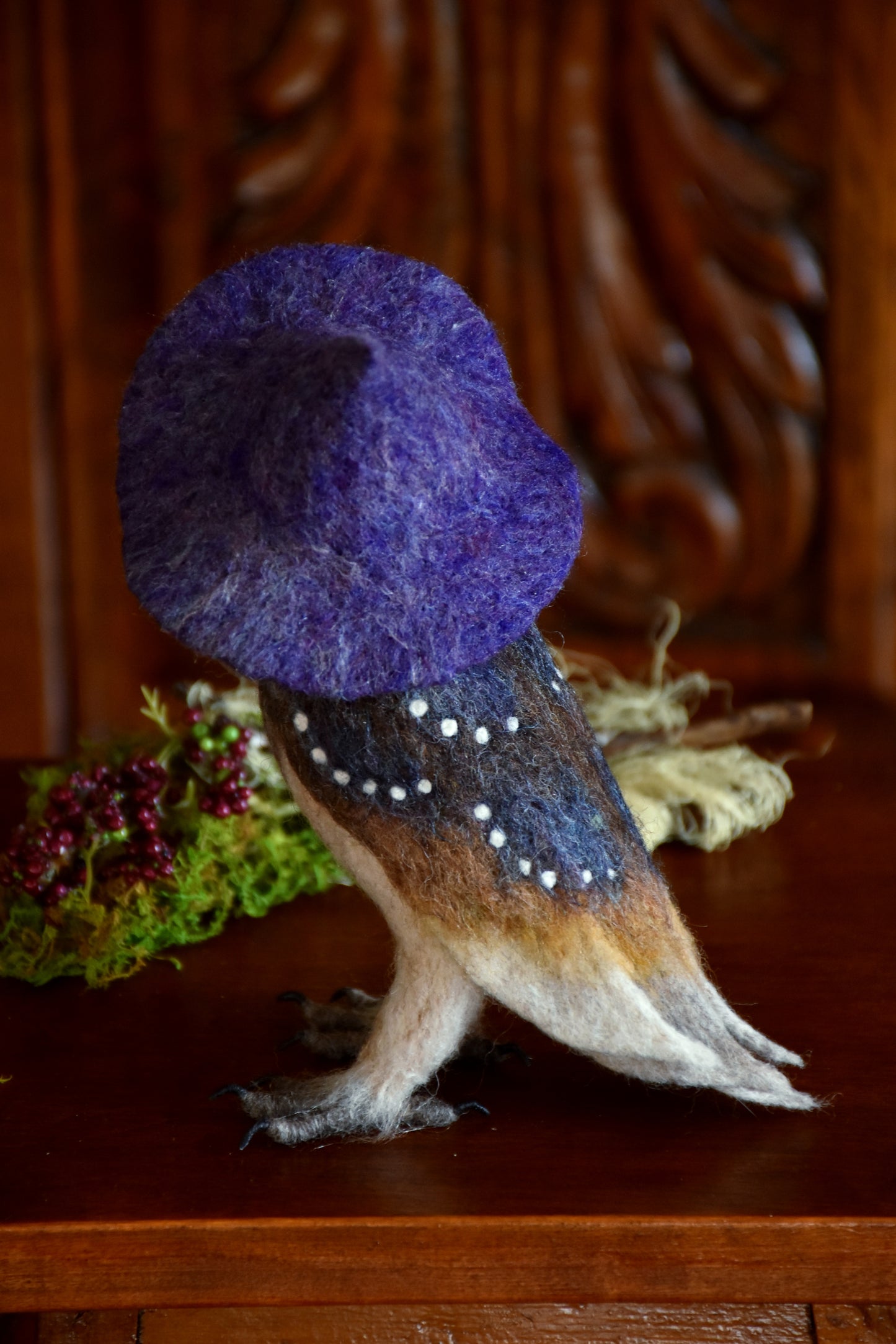 Needle Felted Barn Owl Witch