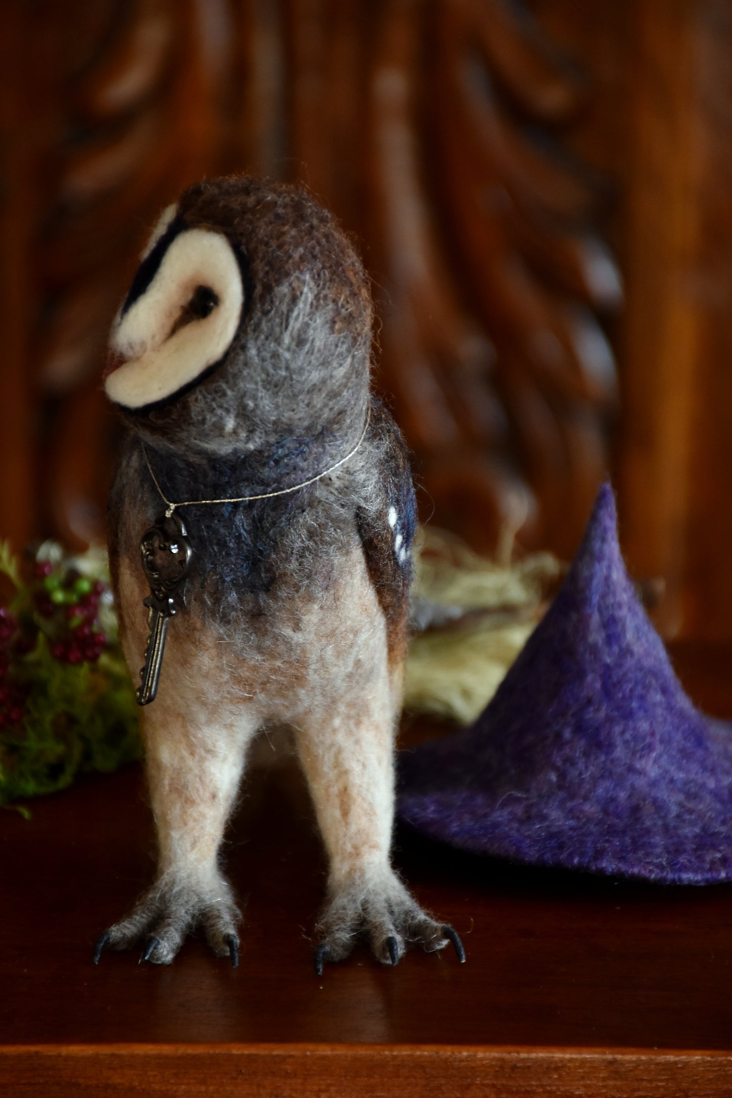 Needle Felted Barn Owl Witch