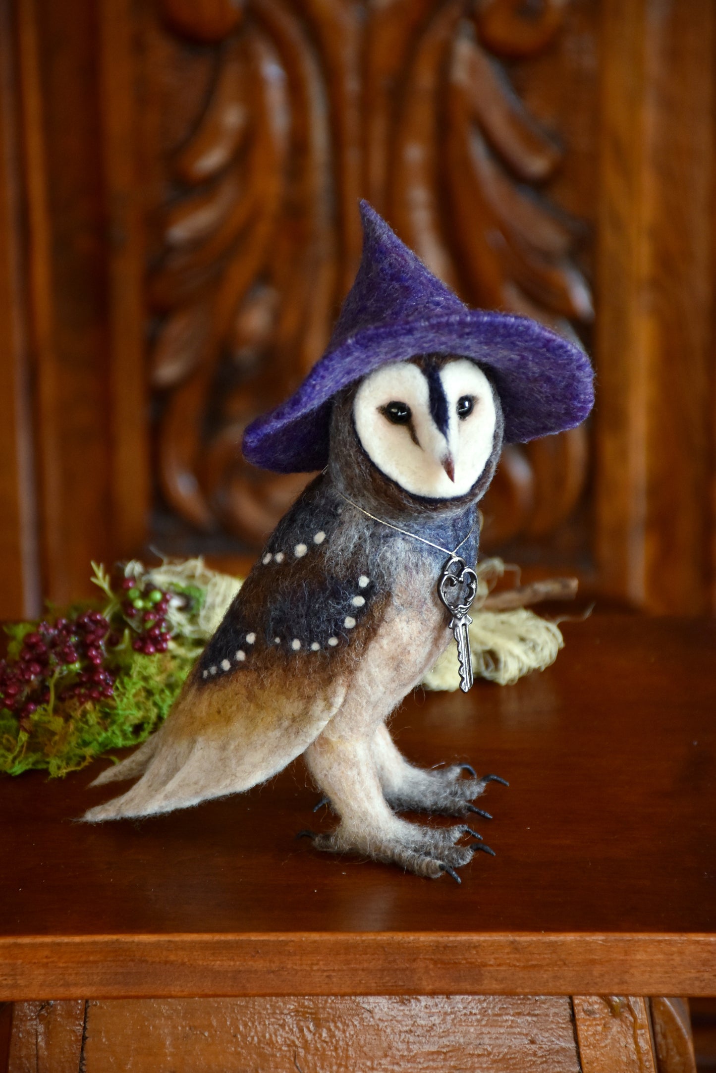 Needle Felted Barn Owl Witch