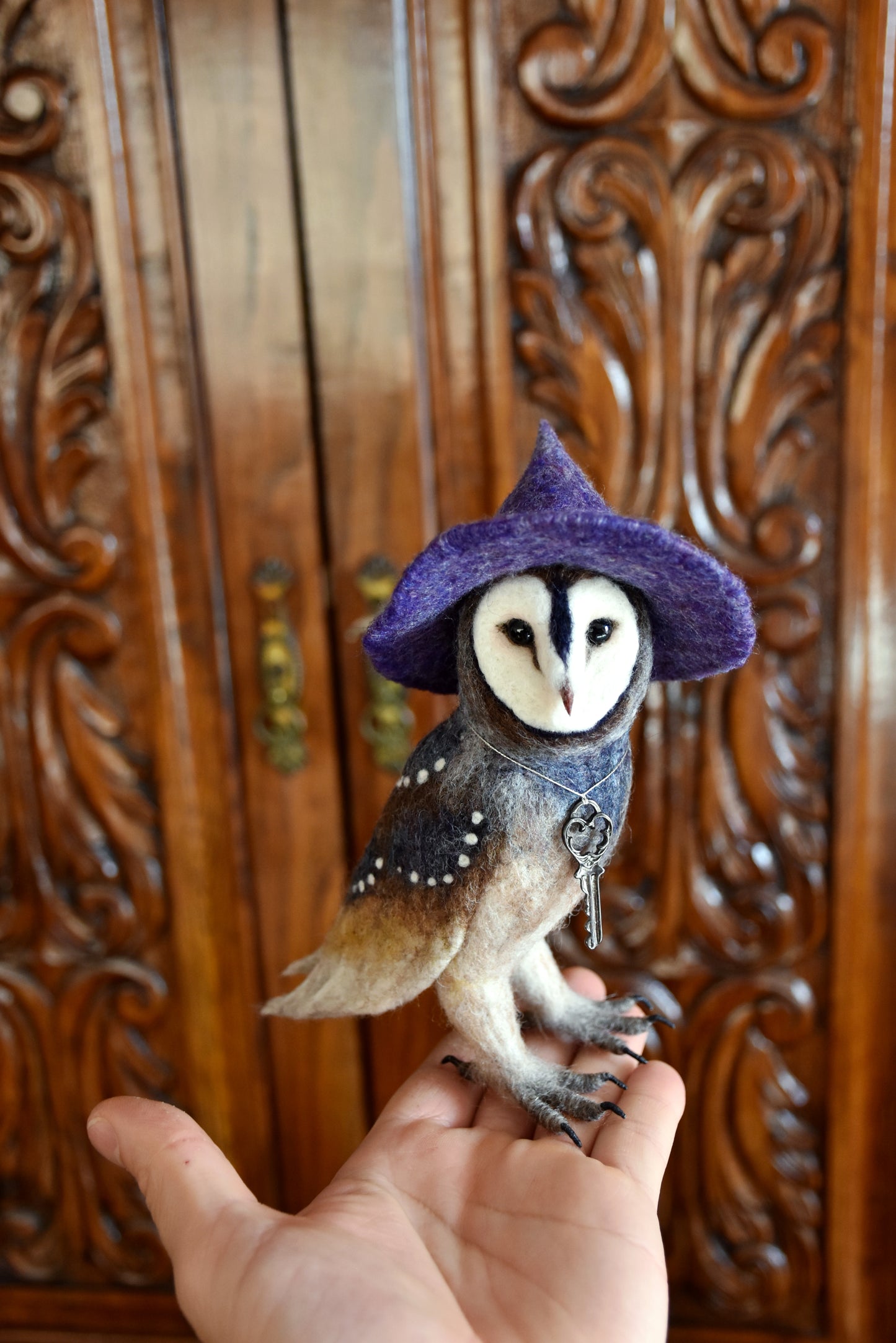 Needle Felted Barn Owl Witch