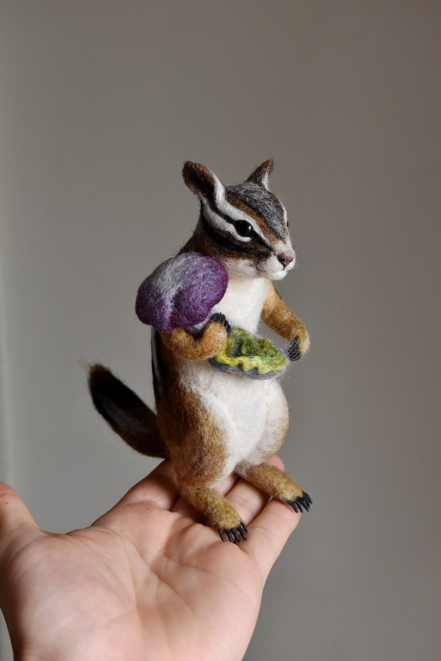 Needle Felted Chipmunk found Mushroom