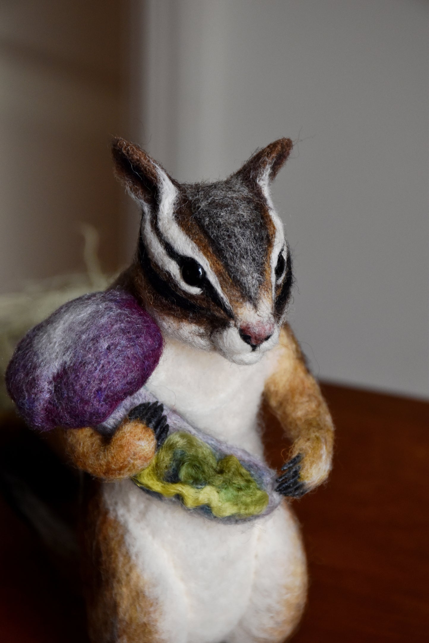 Needle Felted Chipmunk found Mushroom