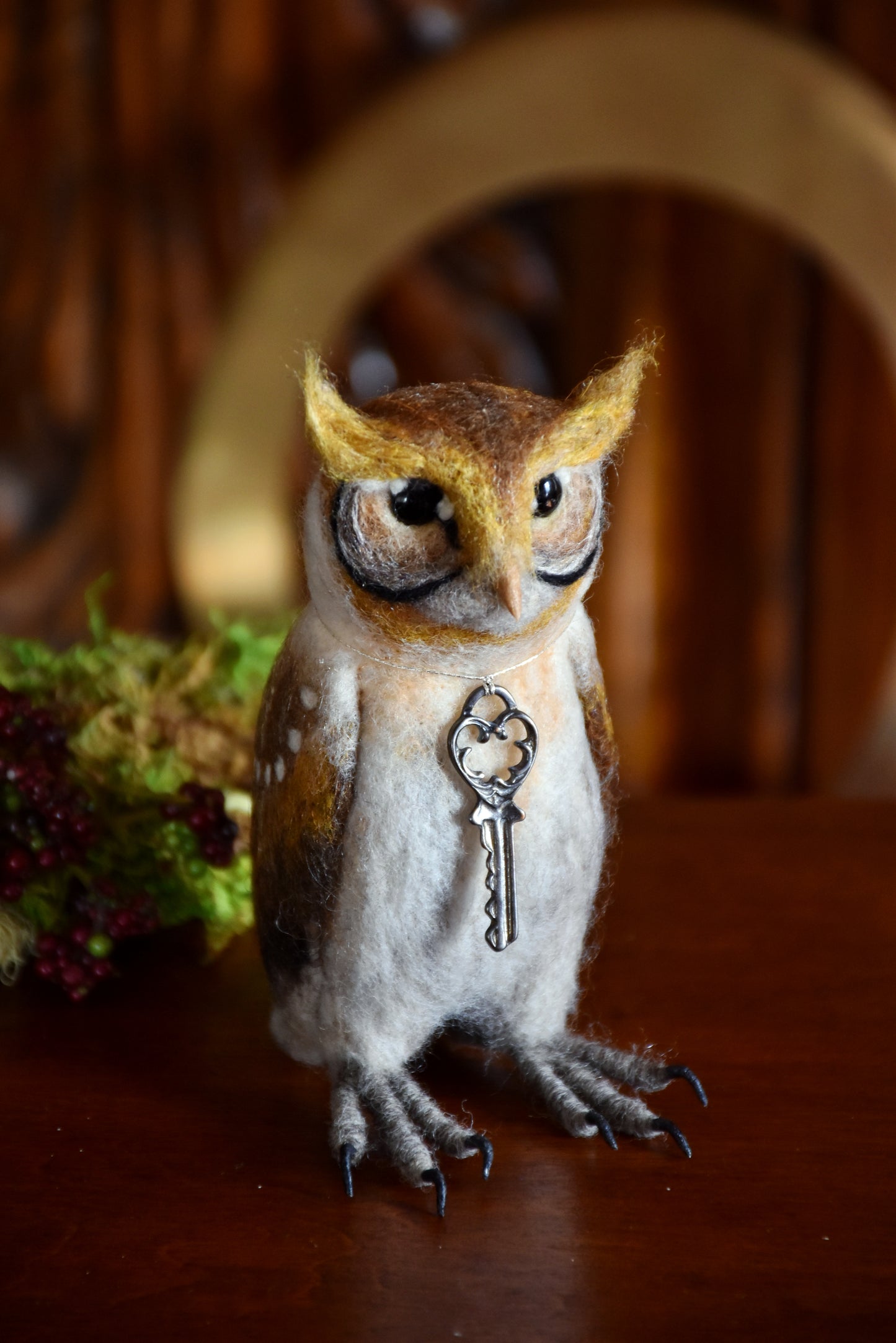 Needle Felted Multicolored Little Owl