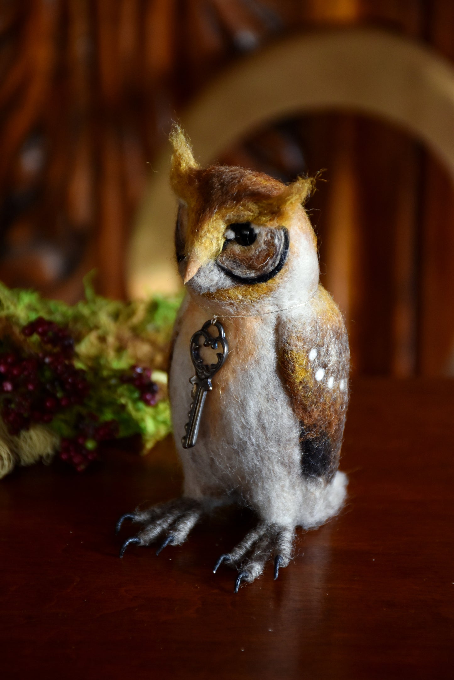 Needle Felted Multicolored Little Owl