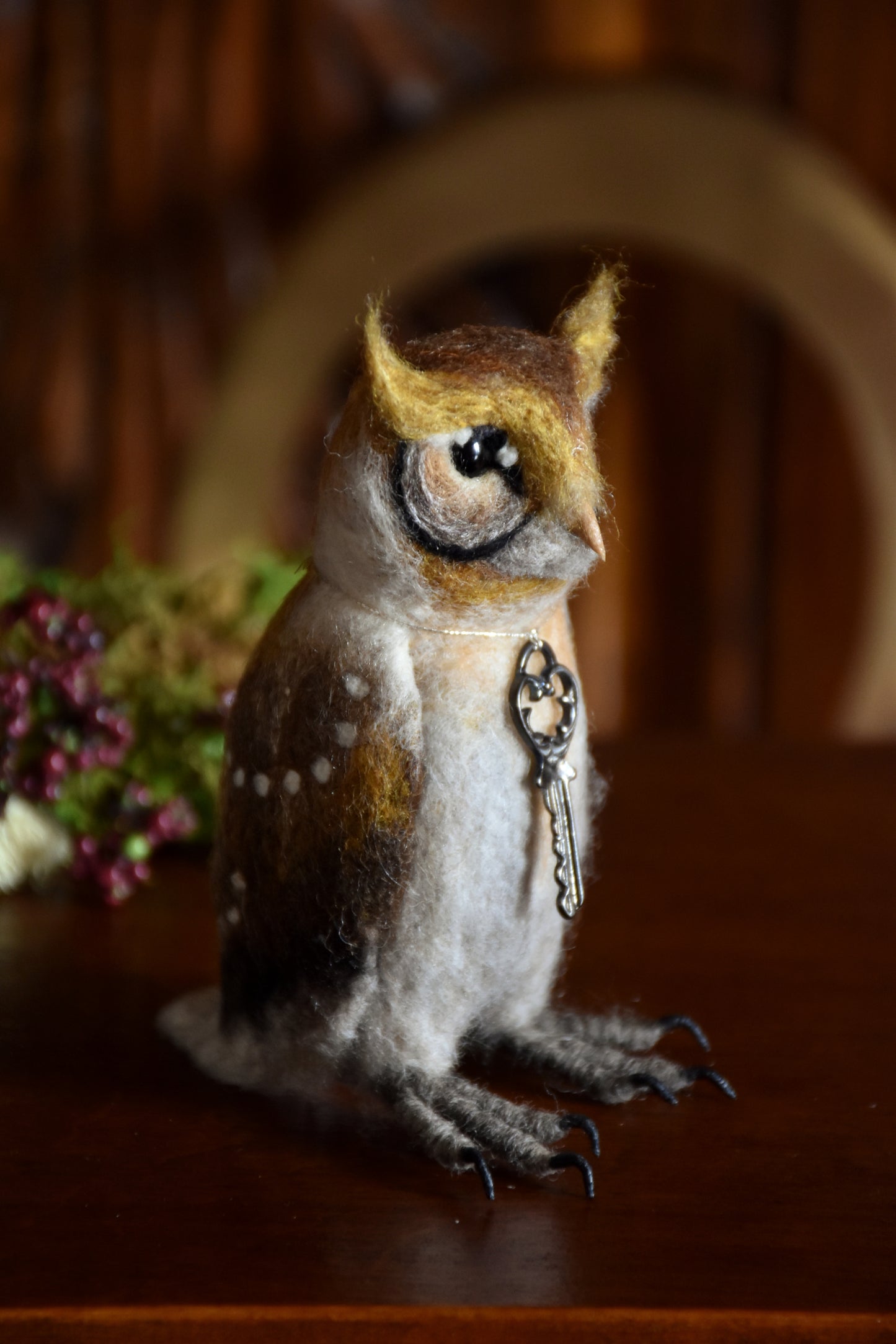 Needle Felted Multicolored Little Owl