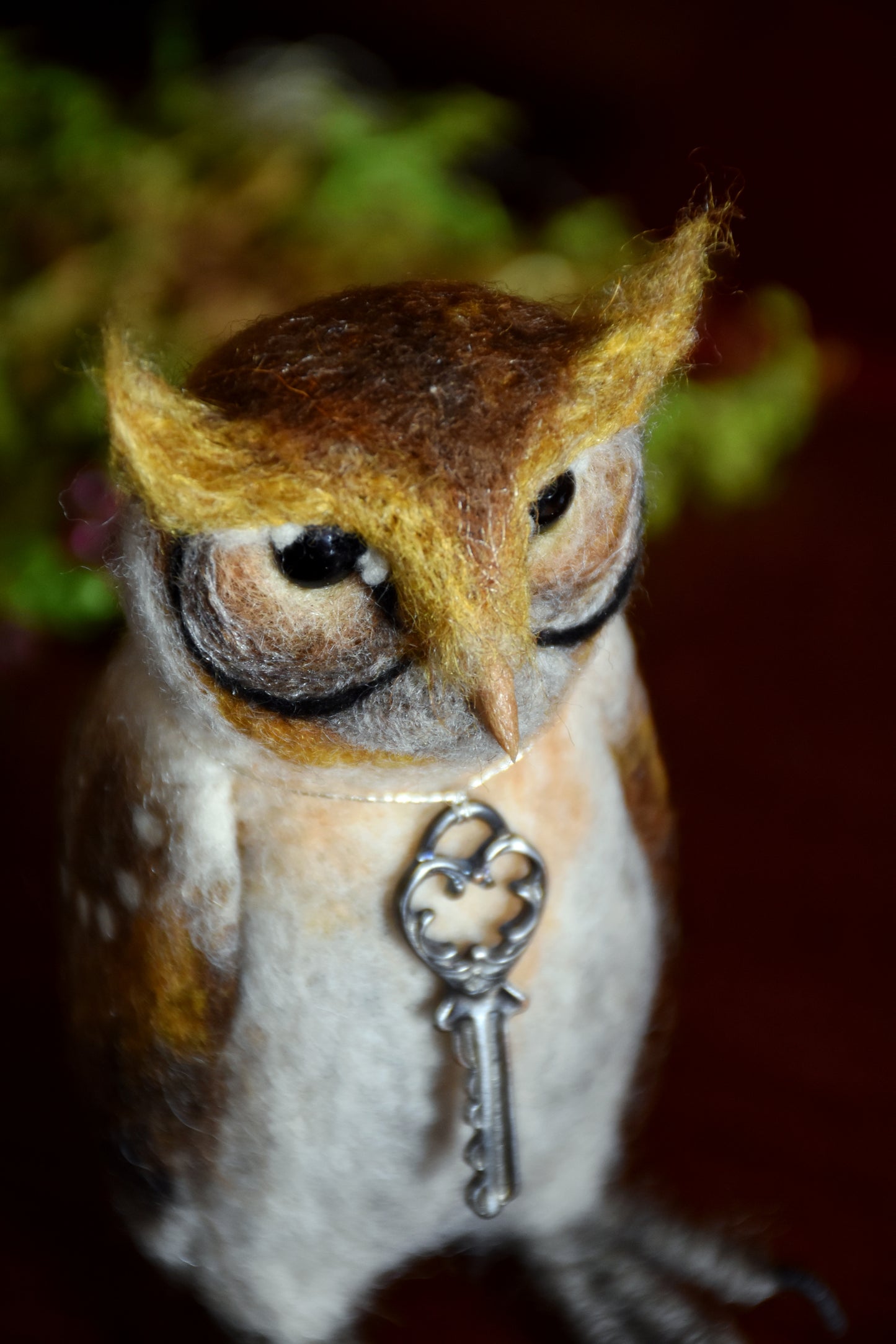 Needle Felted Multicolored Little Owl