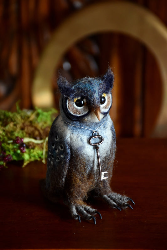 Needle Felted Multicolored Little Owl