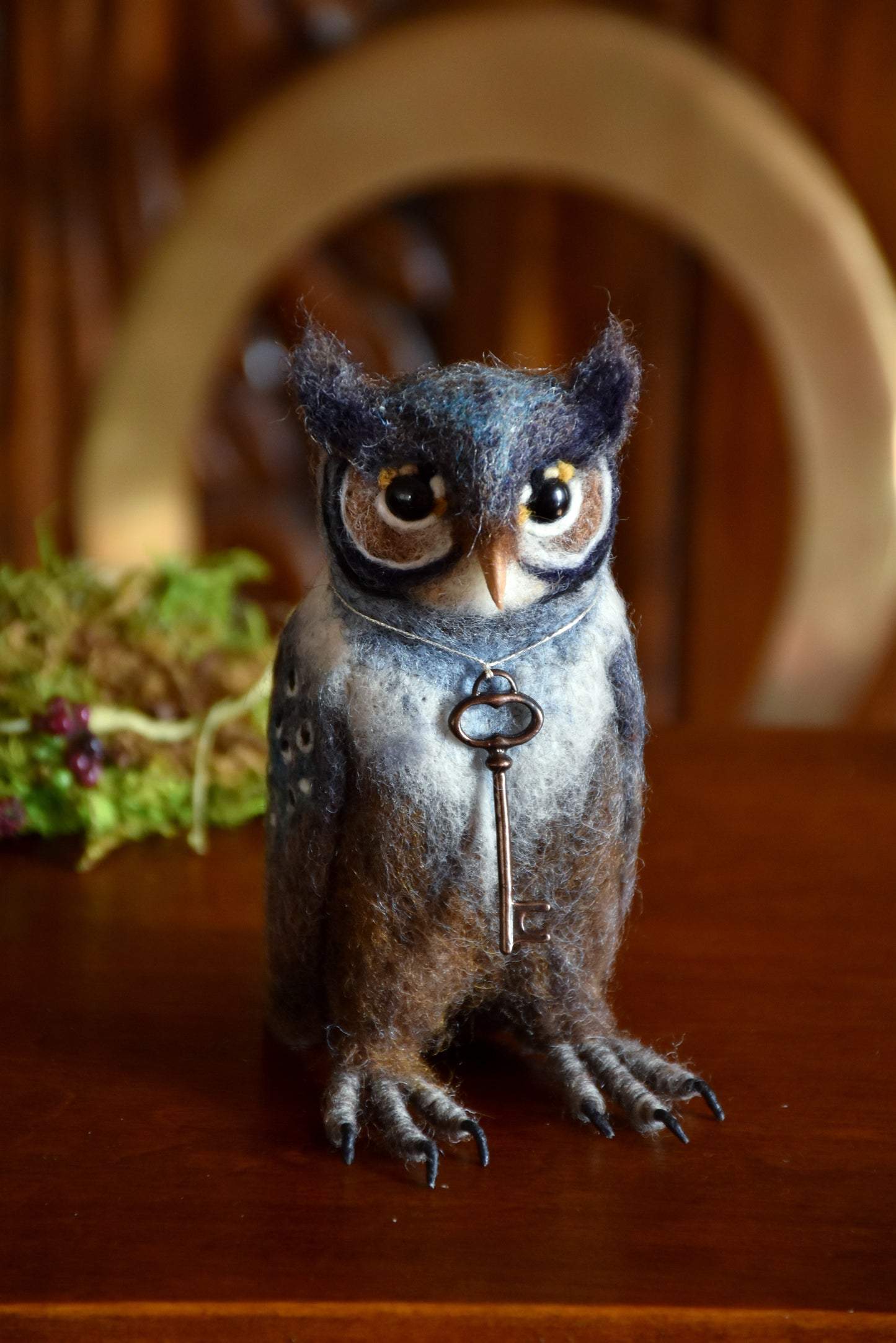 Needle Felted Multicolored Little Owl