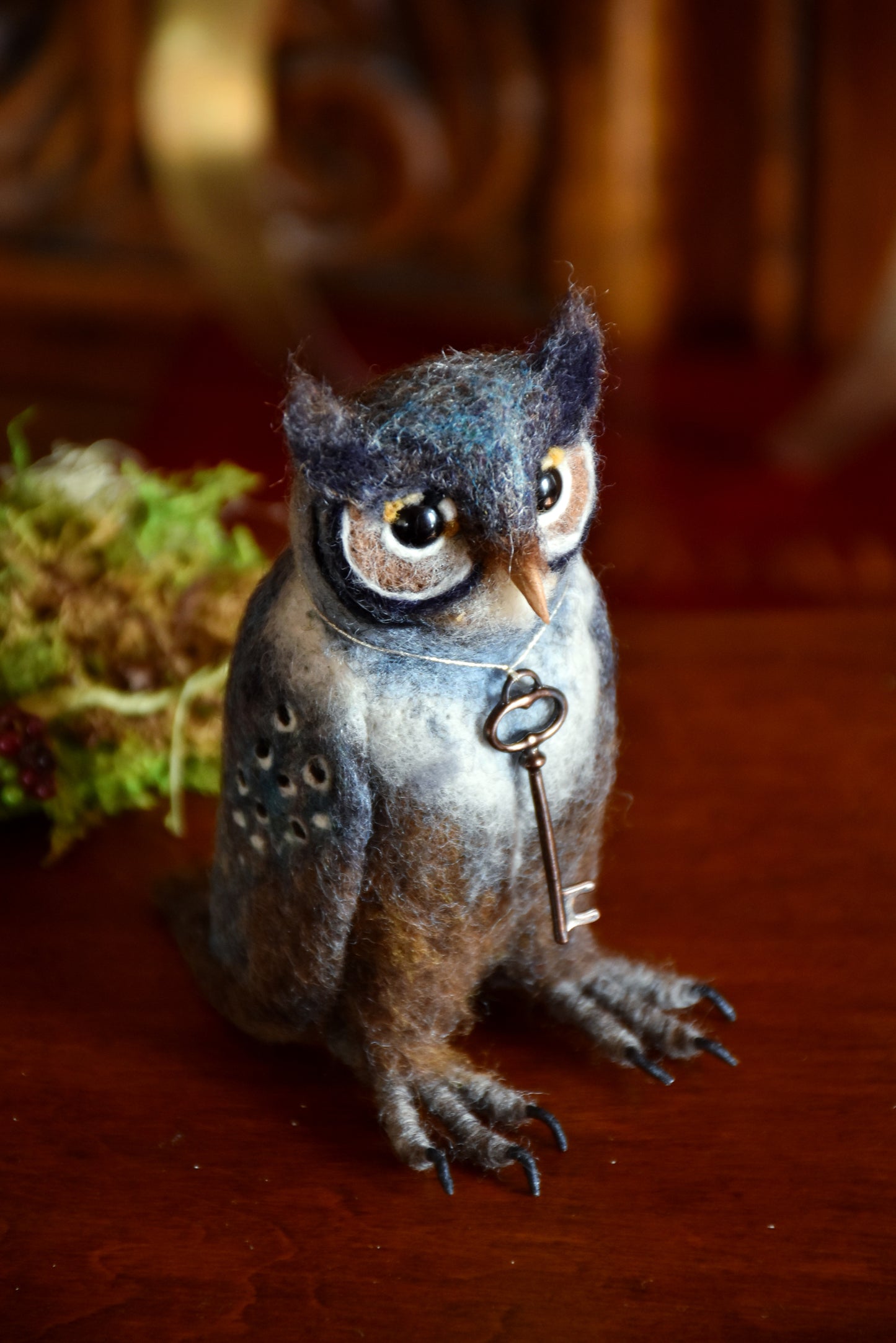 Needle Felted Multicolored Little Owl