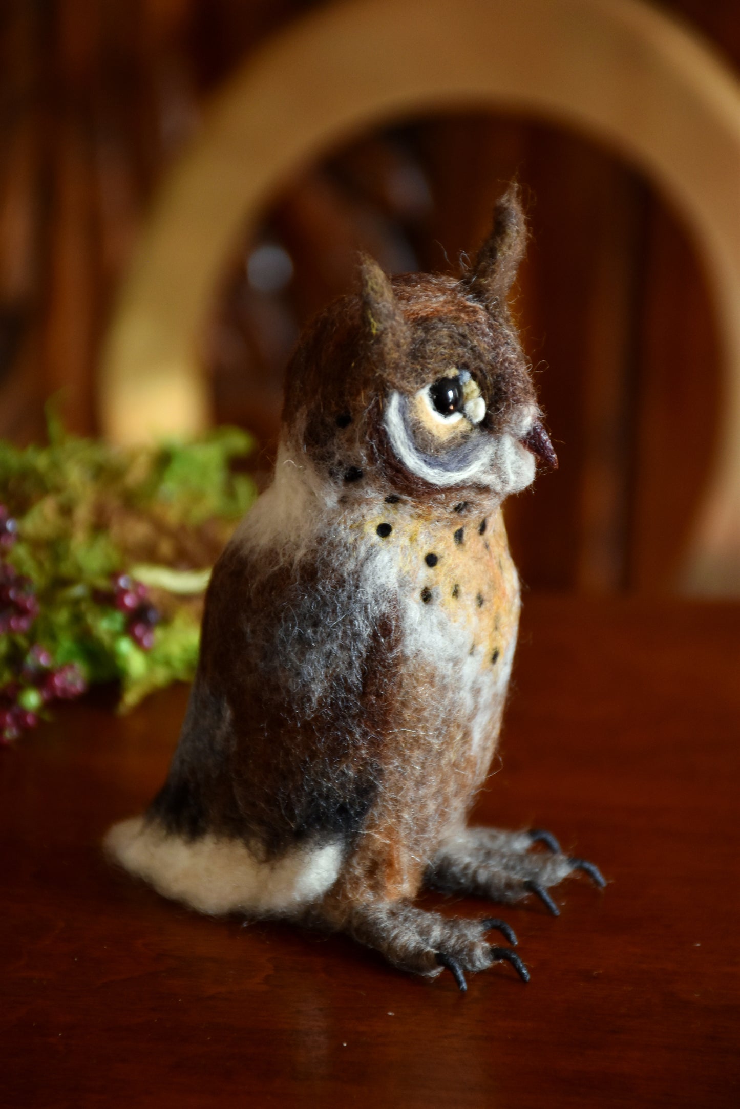 Needle Felted Multicolored Little Owl