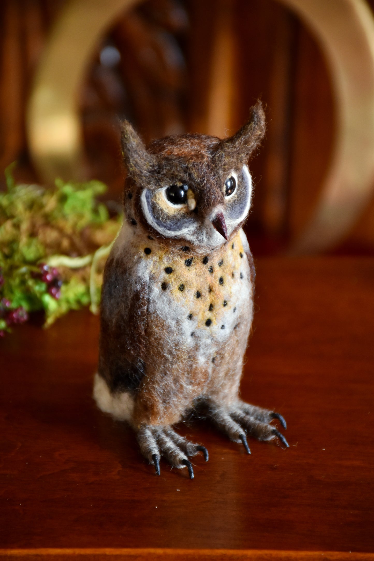 Needle Felted Multicolored Little Owl