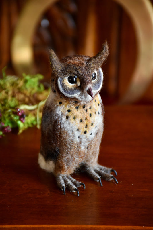 Needle Felted Multicolored Little Owl