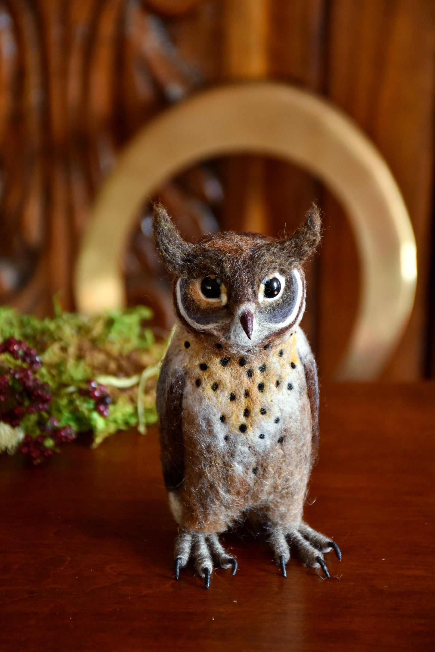 Needle Felted Multicolored Little Owl