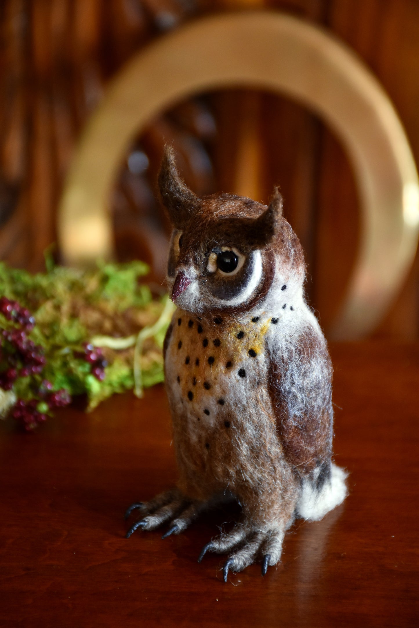 Needle Felted Multicolored Little Owl