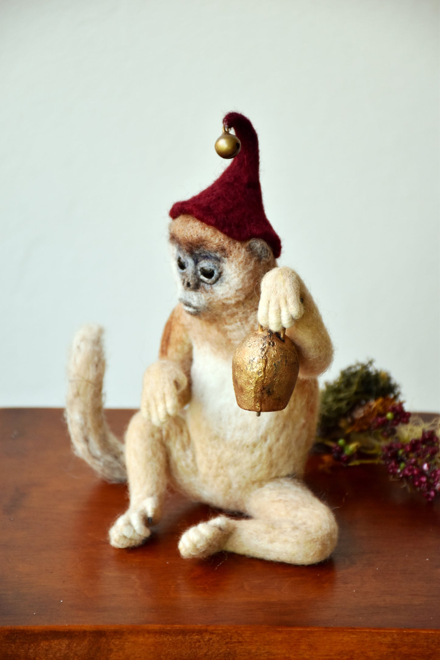 Needle Felted Golden snub-nosed monkey