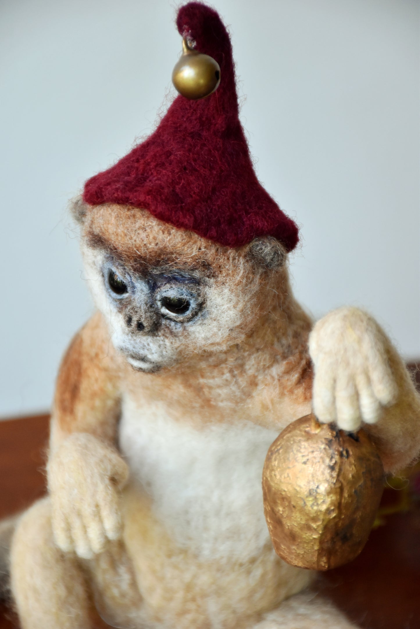 Needle Felted Golden snub-nosed monkey