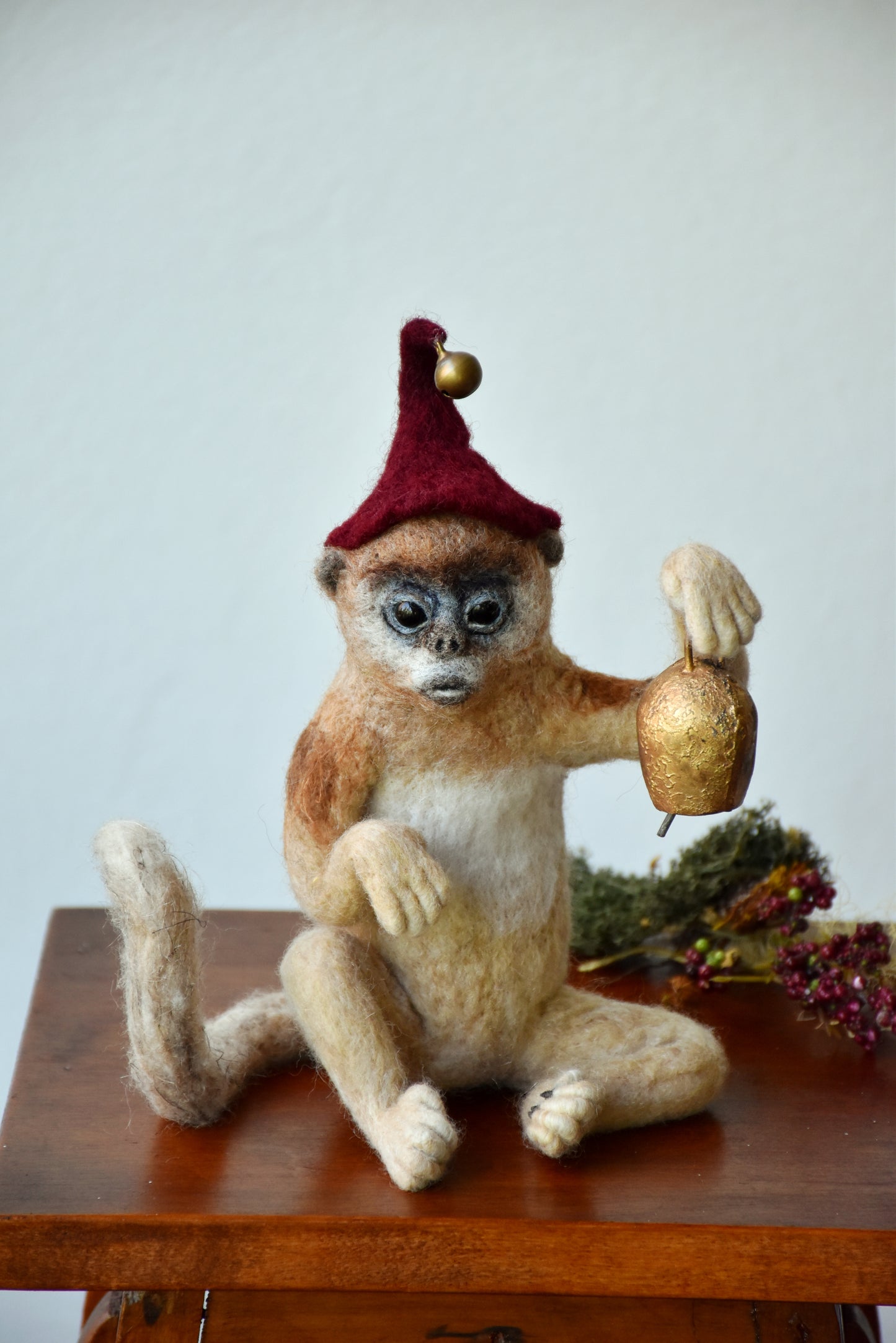 Needle Felted Golden snub-nosed monkey