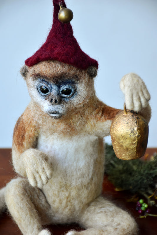 Needle Felted Golden snub-nosed monkey