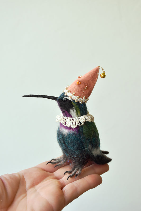 Needle Felted Festive Hummingbird