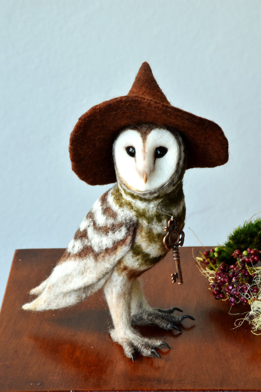 Needle Felted Barn Owl Witch