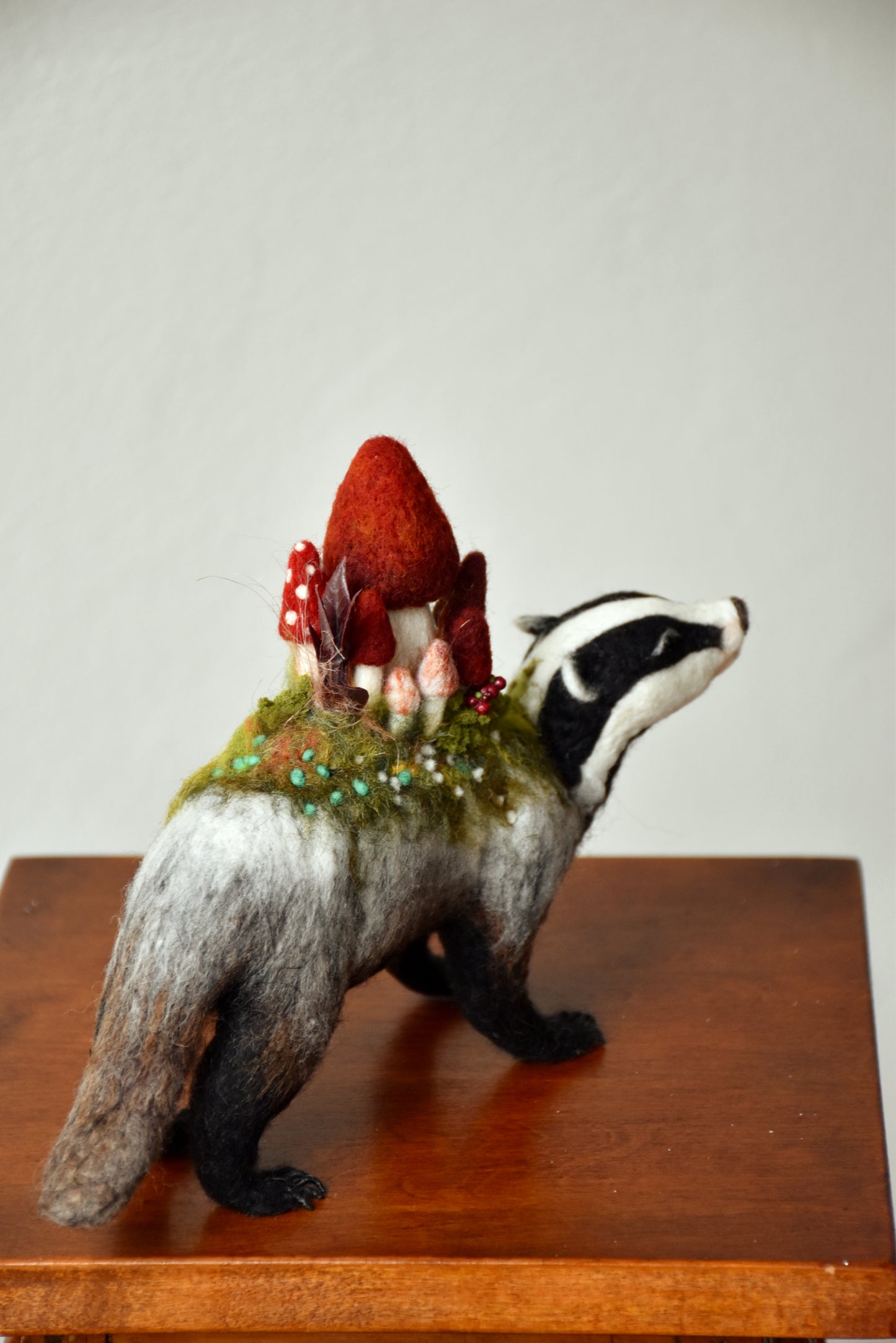Needle Felted Badger of the Flowers