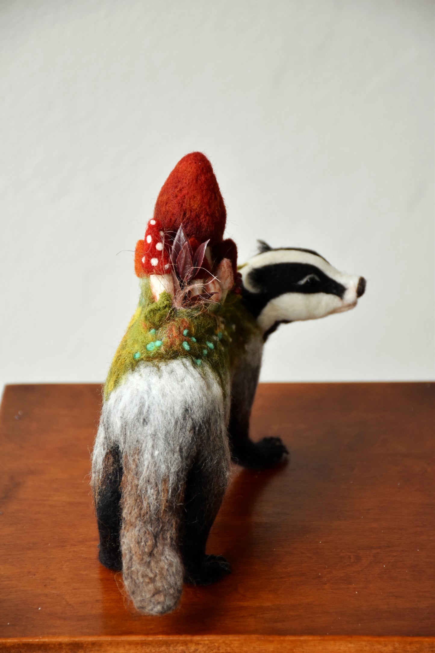 Needle Felted Badger of the Flowers