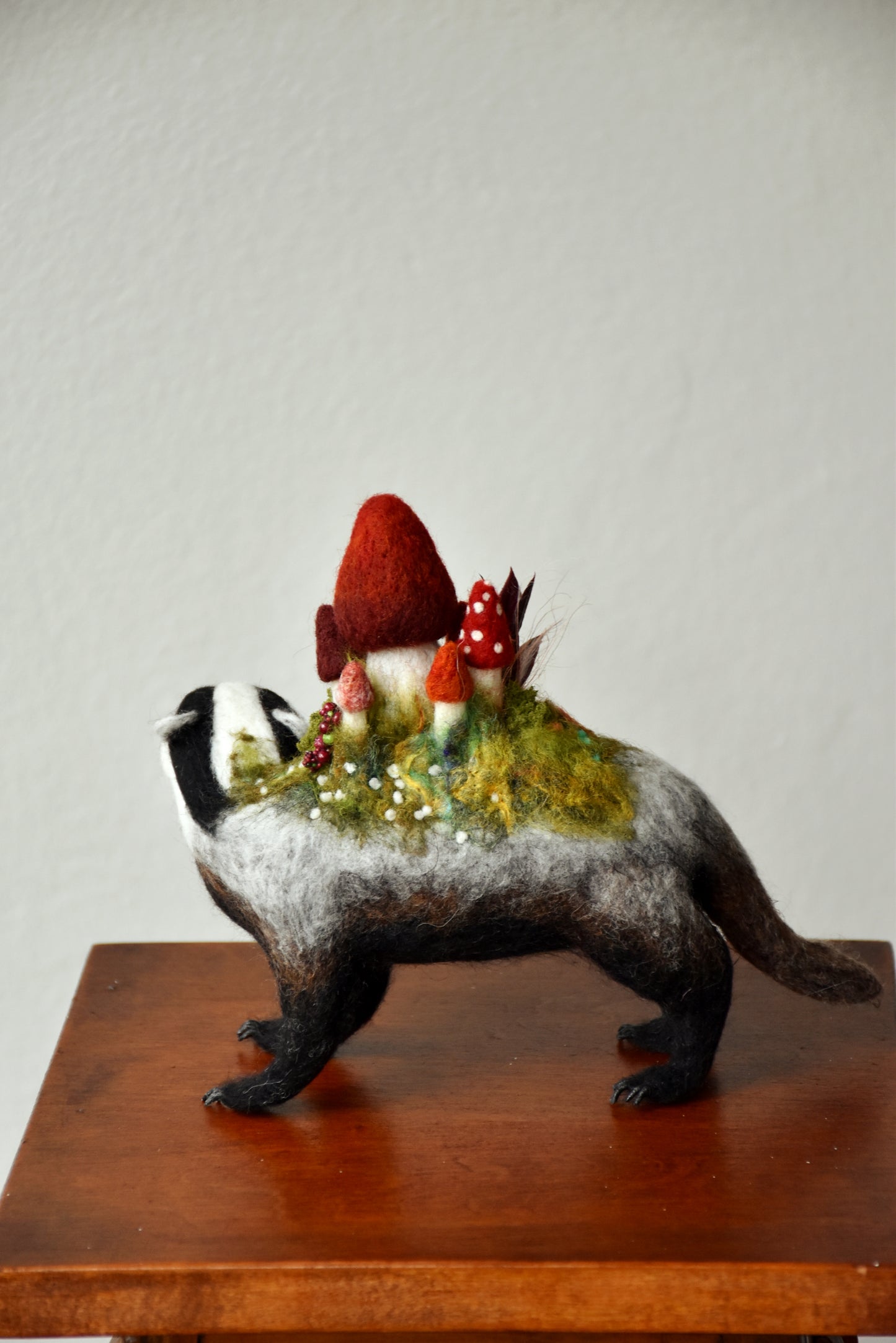 Needle Felted Badger of the Flowers