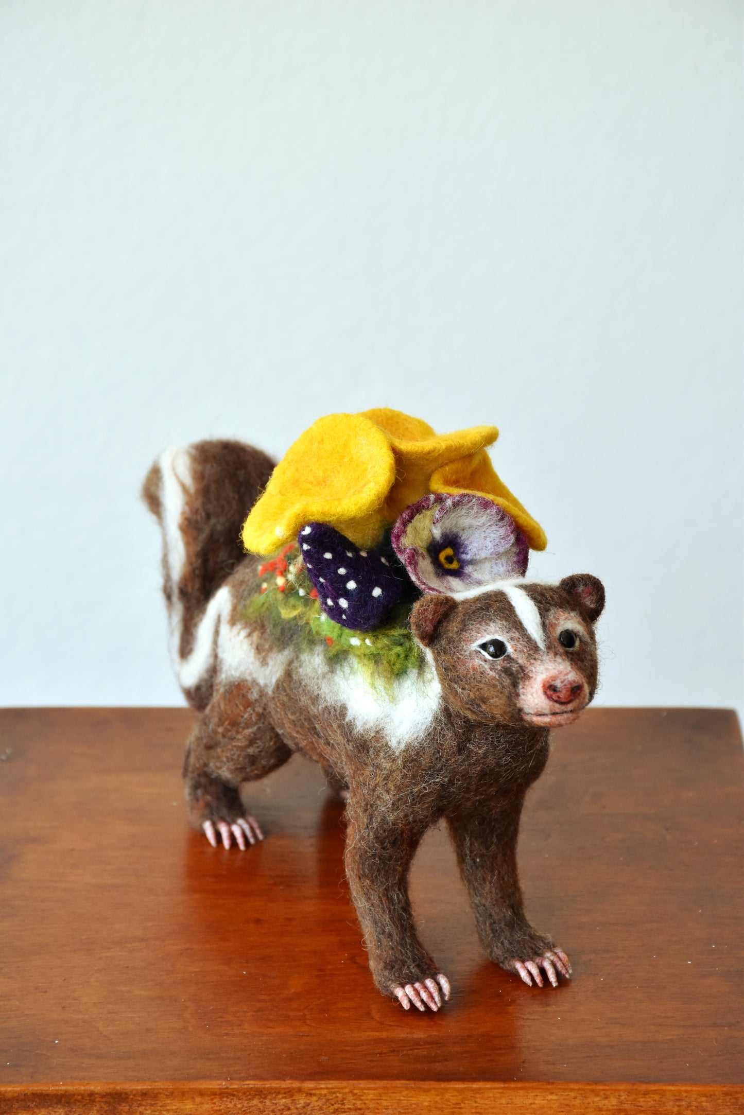 Needle Felted Brown Skunk Repressed by Nature