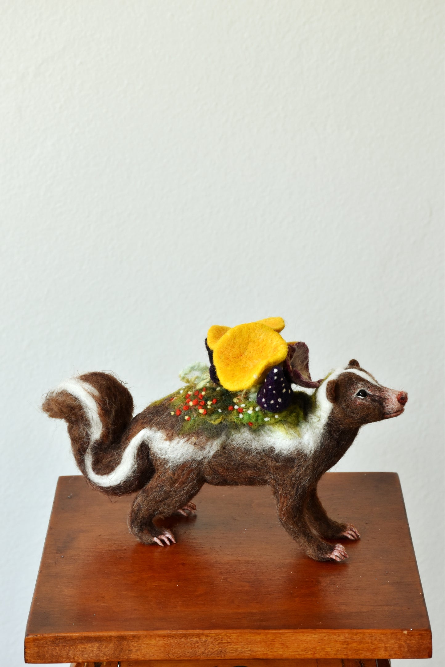 Needle Felted Brown Skunk Repressed by Nature