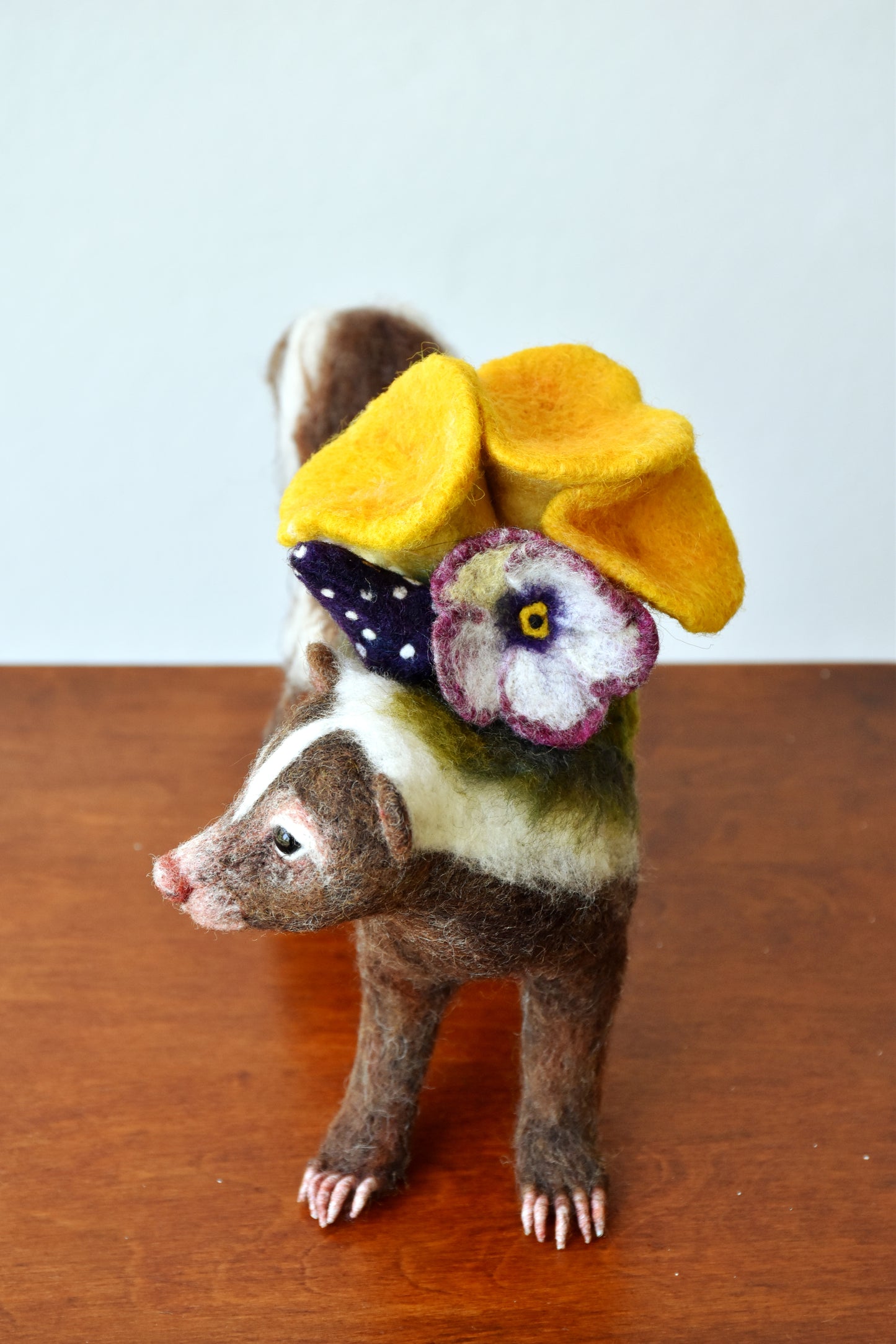 Needle Felted Brown Skunk Repressed by Nature