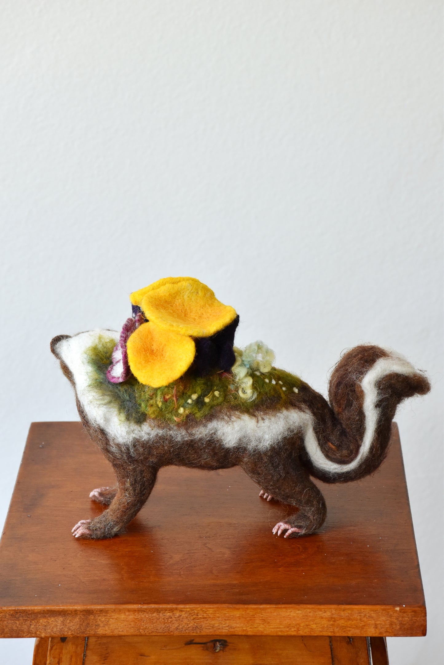 Needle Felted Brown Skunk Repressed by Nature
