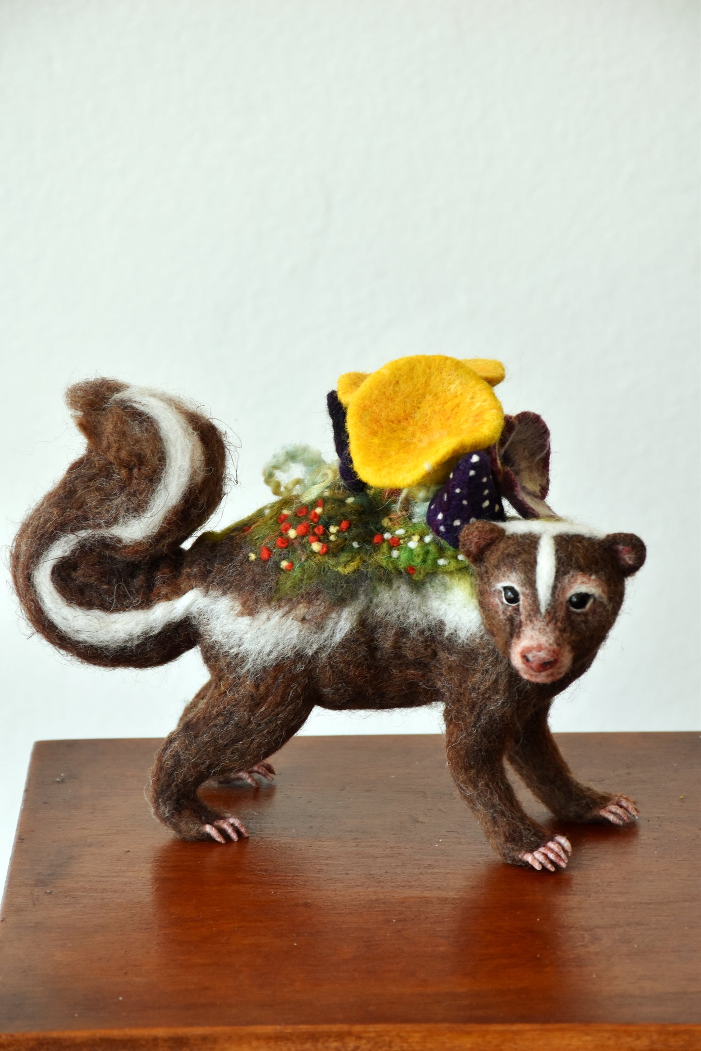 Needle Felted Brown Skunk Repressed by Nature