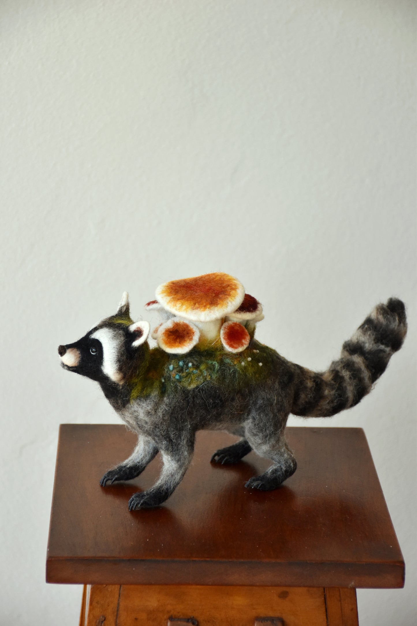 Needle Felted Fungous Raccoon