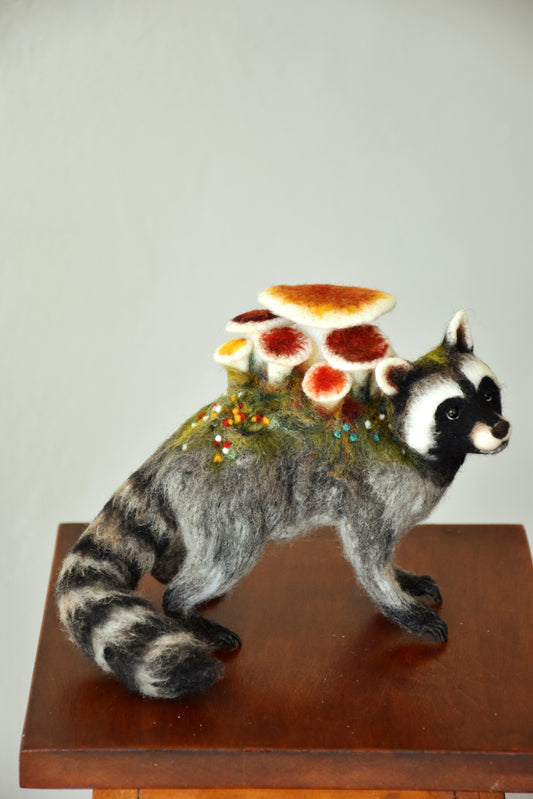 Needle Felted Fungous Raccoon