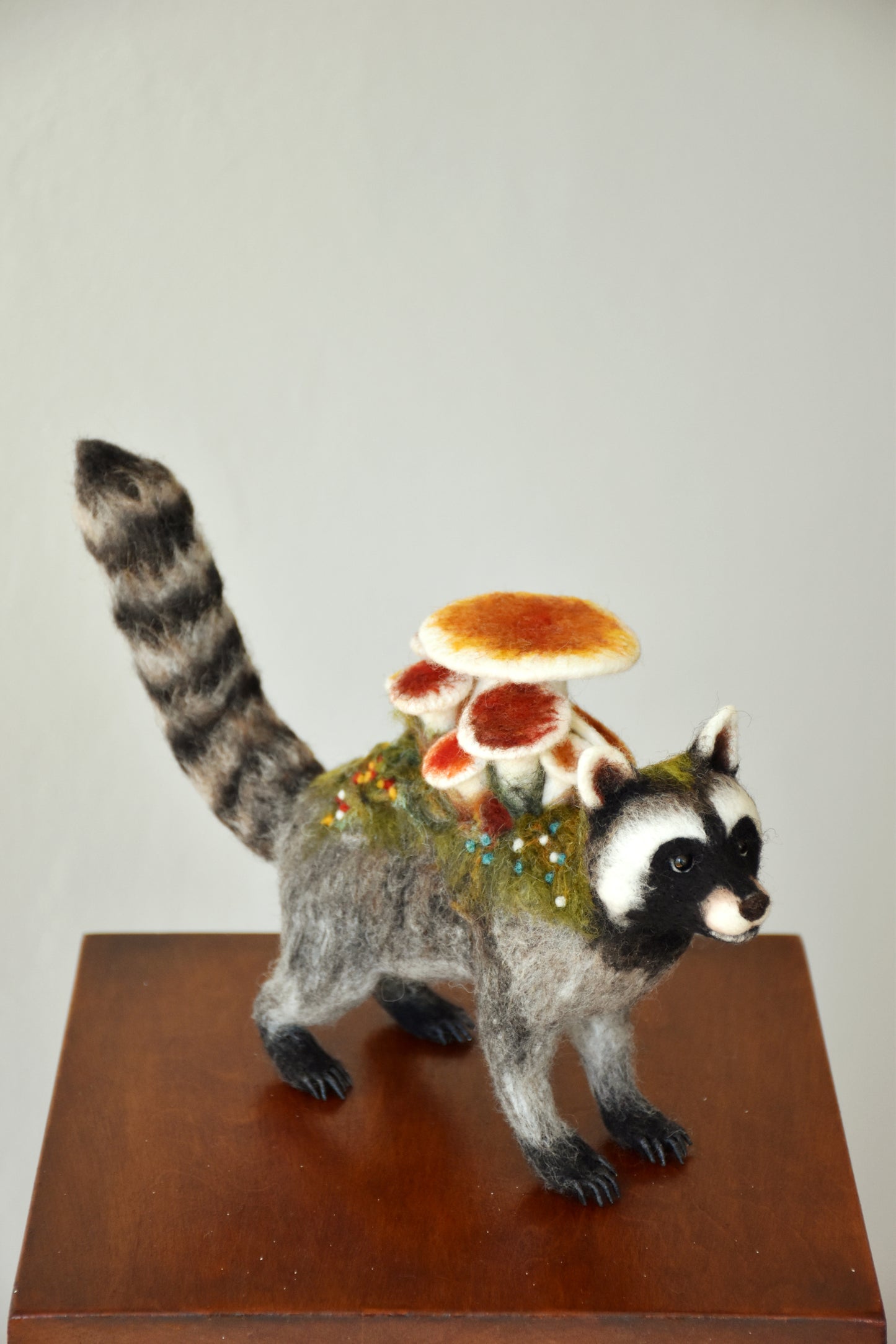 Needle Felted Fungous Raccoon