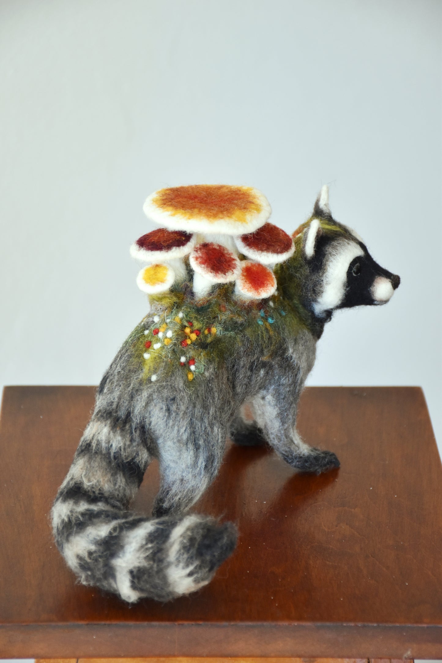 Needle Felted Fungous Raccoon