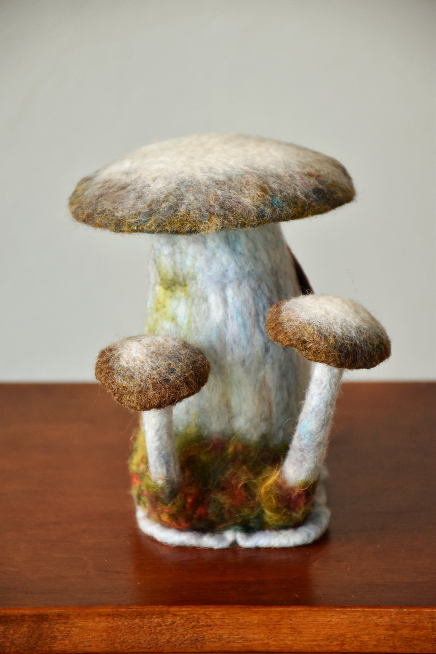 Needle Felted Couple of Barn Owls sleeping inside Mushroom
