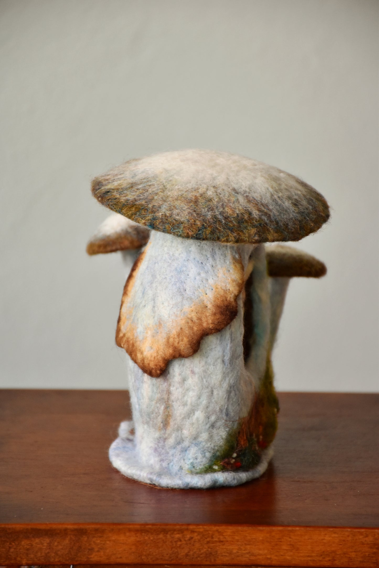 Needle Felted Couple of Barn Owls sleeping inside Mushroom