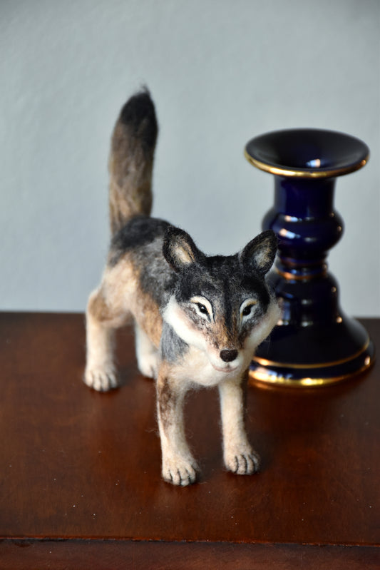 Needle Felted Brave Wolf
