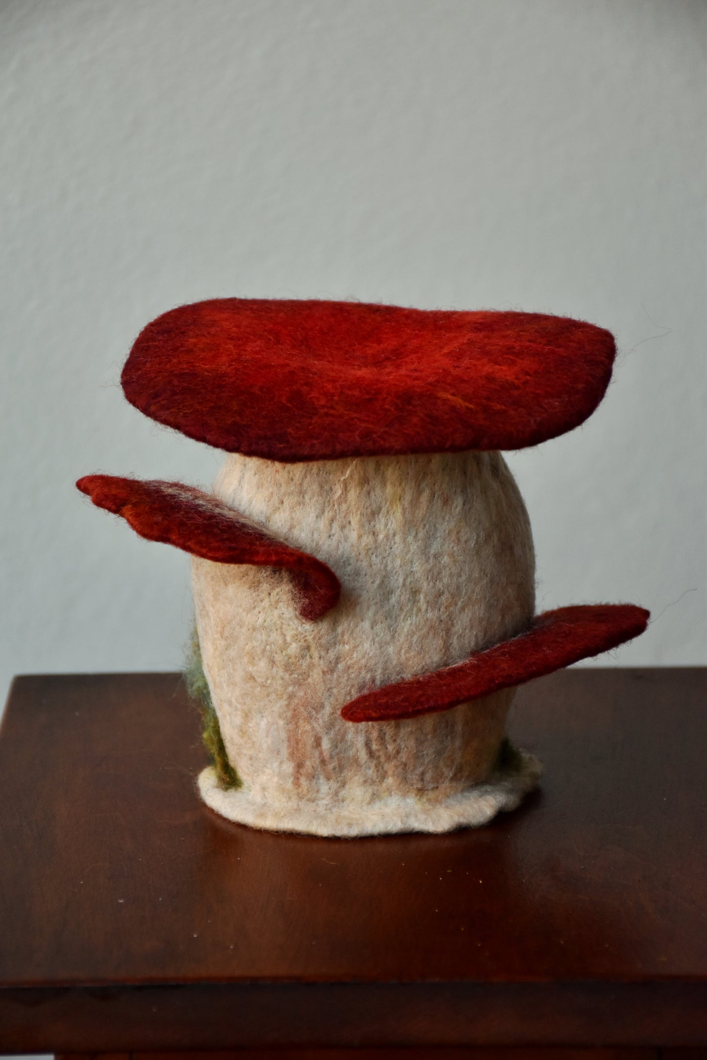 Needle Felted Couple of Barn Owls sleeping inside Mushroom