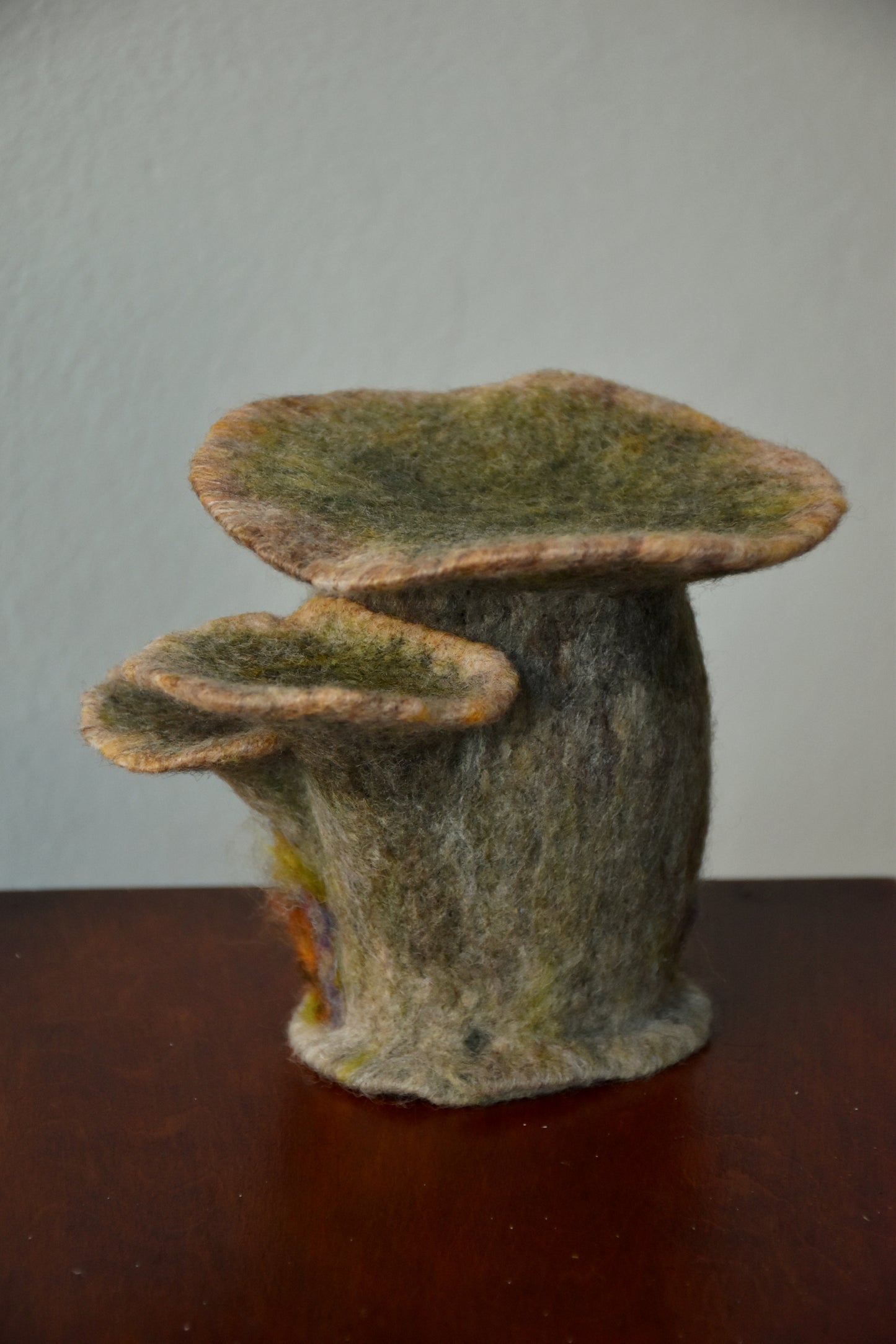Needle Felted Couple of Barn Owls sleeping inside Mushroom
