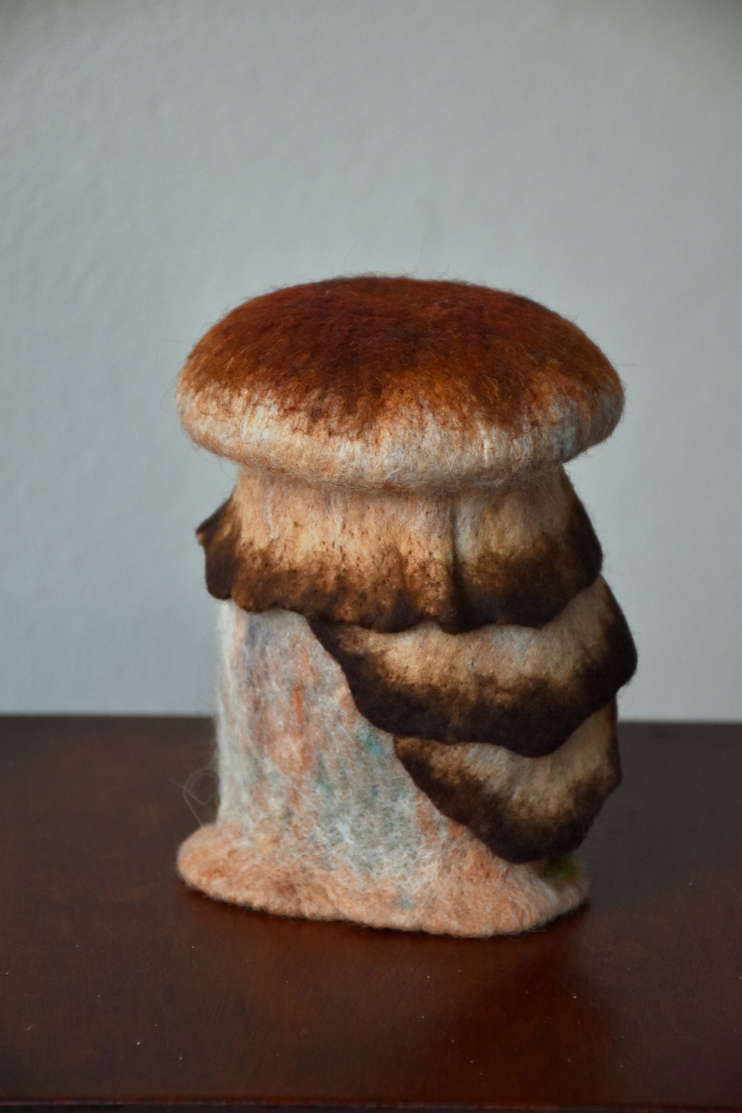 Needle Felted Couple of Barn Owls sleeping inside Mushroom