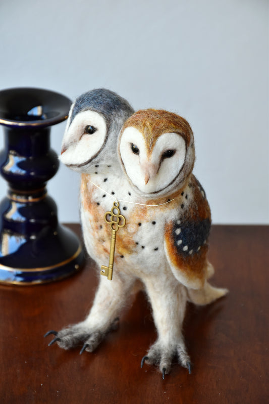Needle Felted Siamese Barn Owl