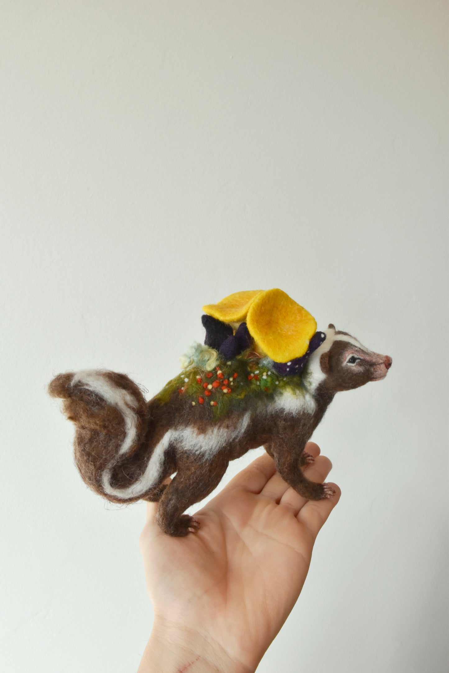 Needle Felted Brown Skunk Bound by Nature